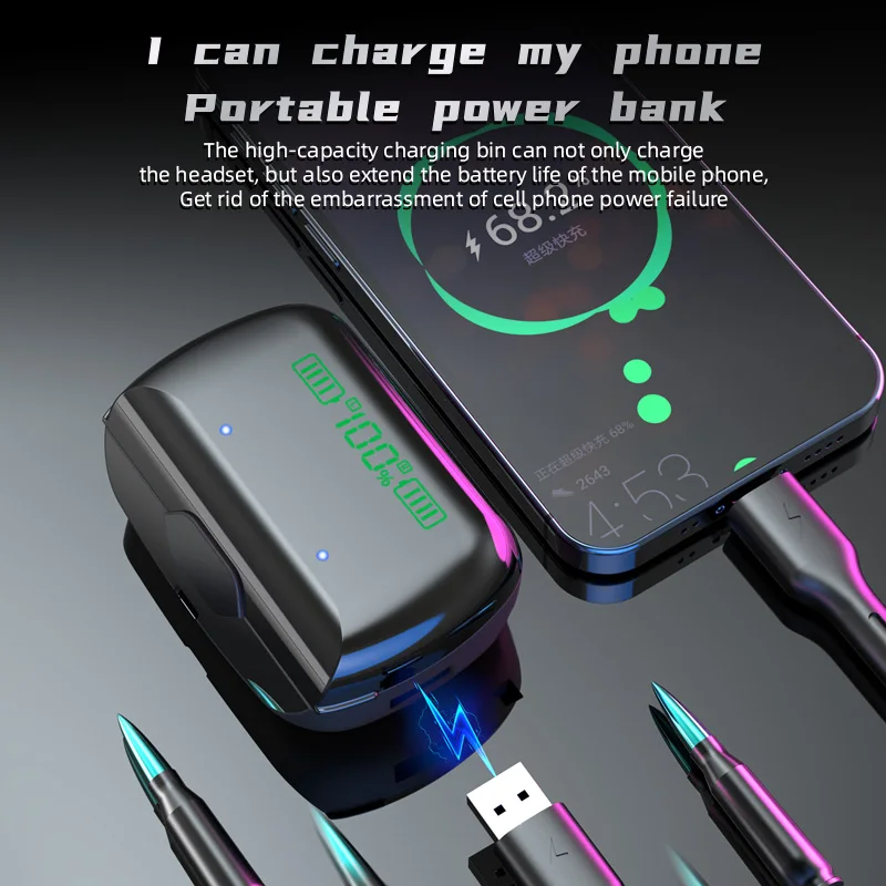 Беспроводные наушники E30, игровые наушники, лидер продаж, игровые наушники TWS, беспроводная гарнитура с портативным внешним аккумулятором F9