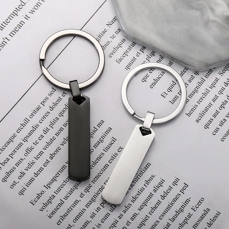 Hot Selling In Factories Engrave Stainless Steel Key Chain Mirror Polished Rectangle Bar Pendant Key Chain