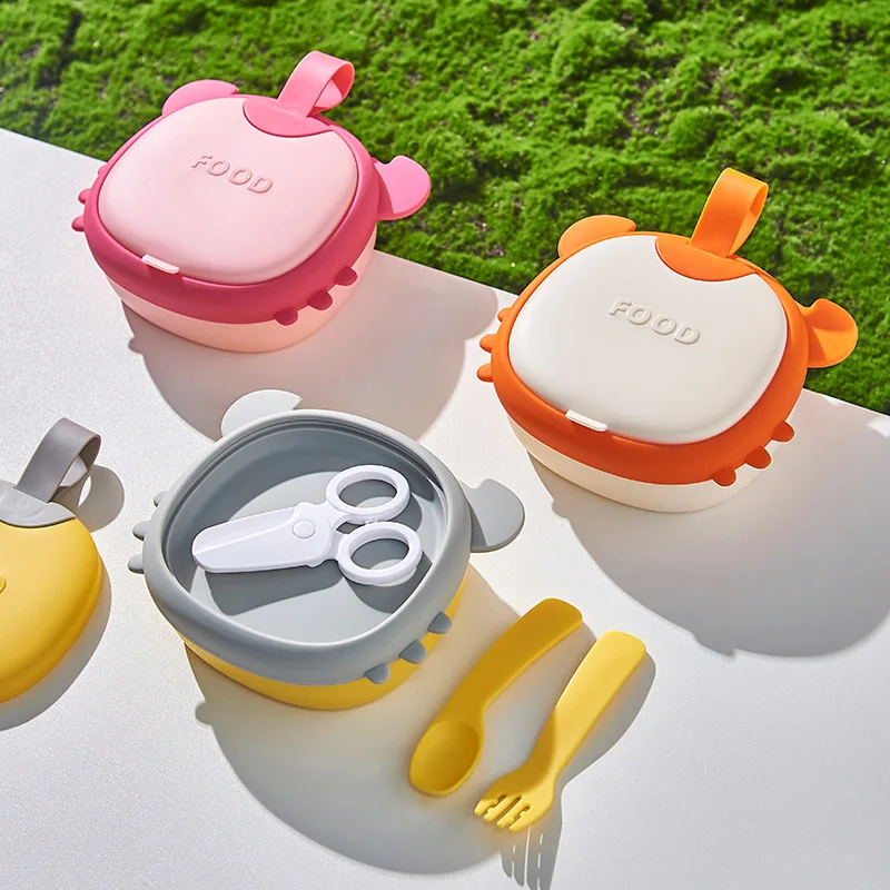 New Arrival 4 Compartments Microwave Leakproof Children Bento set School Cutlery Kids Lunch Box