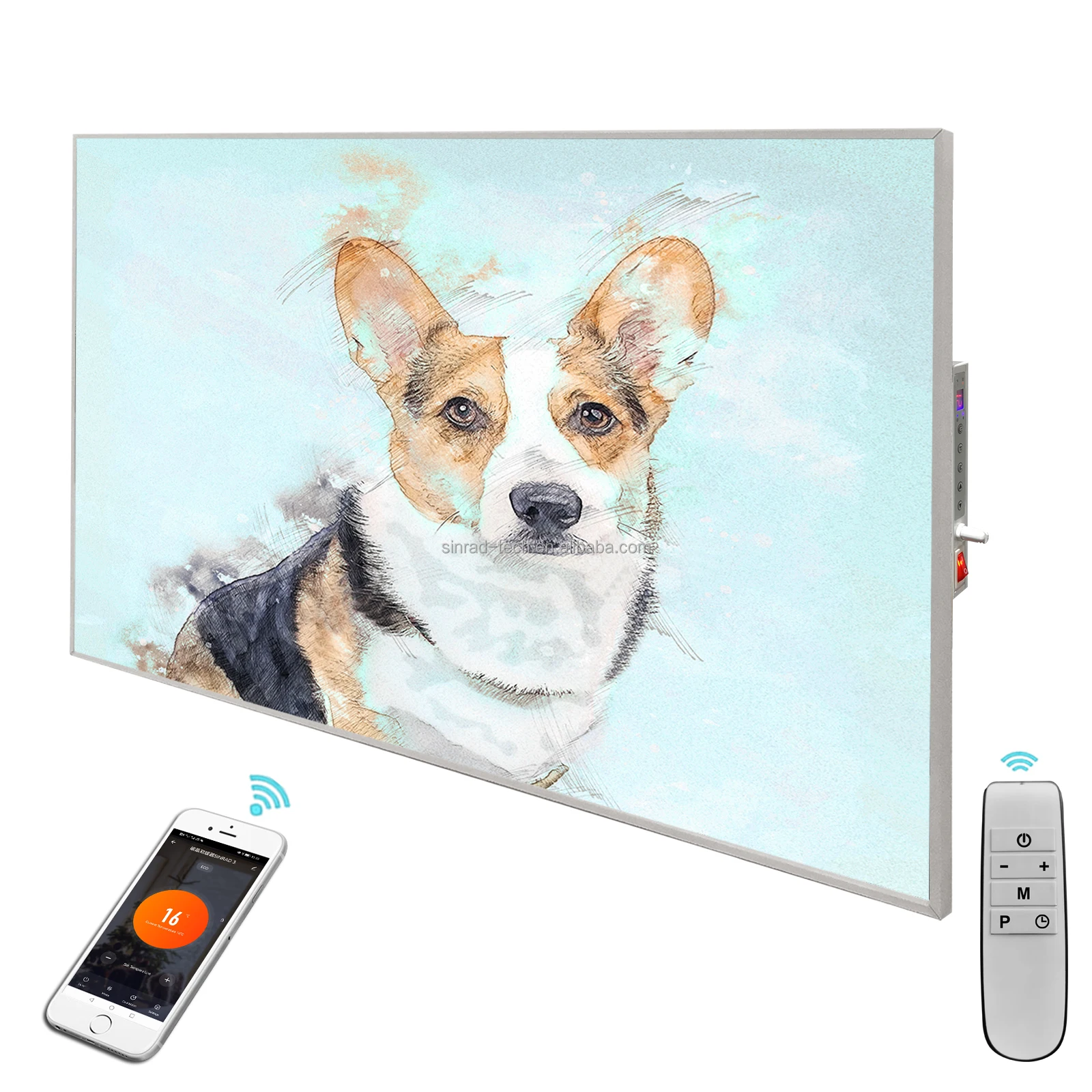Lcd Smart Remote 7*24hrs Programming Weekly Timer Aluminum plate back C048 480W Indoor IR carbon crystal heating panel heaters