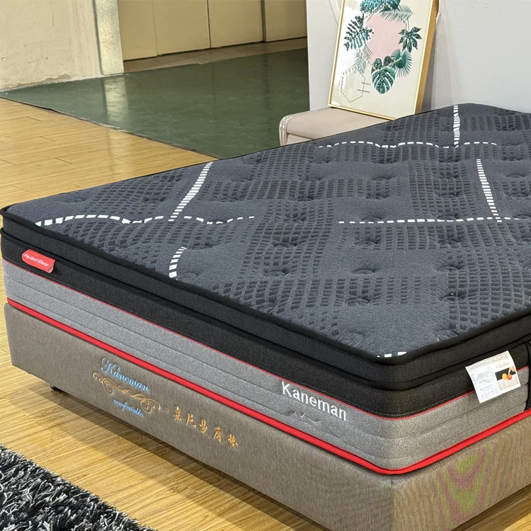 Custom cheap bed room furnitures colchon luxury King Queen Double mattress latex pocket spring hybrid bed memory foam matelas