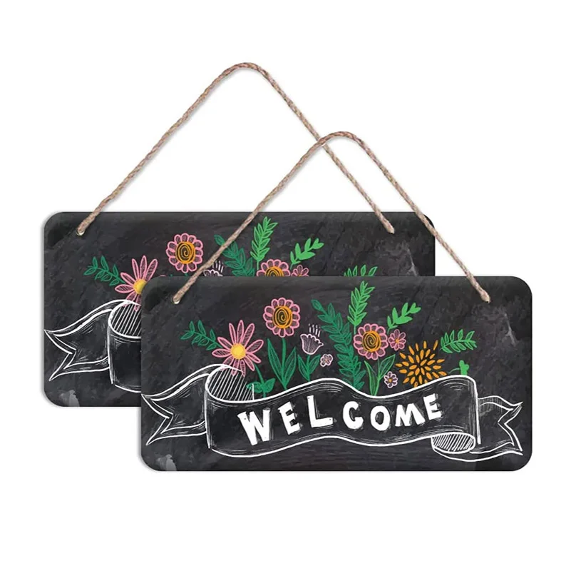 Decor American Rustic Plaque With Rope 8*13 Inch Wood Door Welcome Wooden Hanging Sign