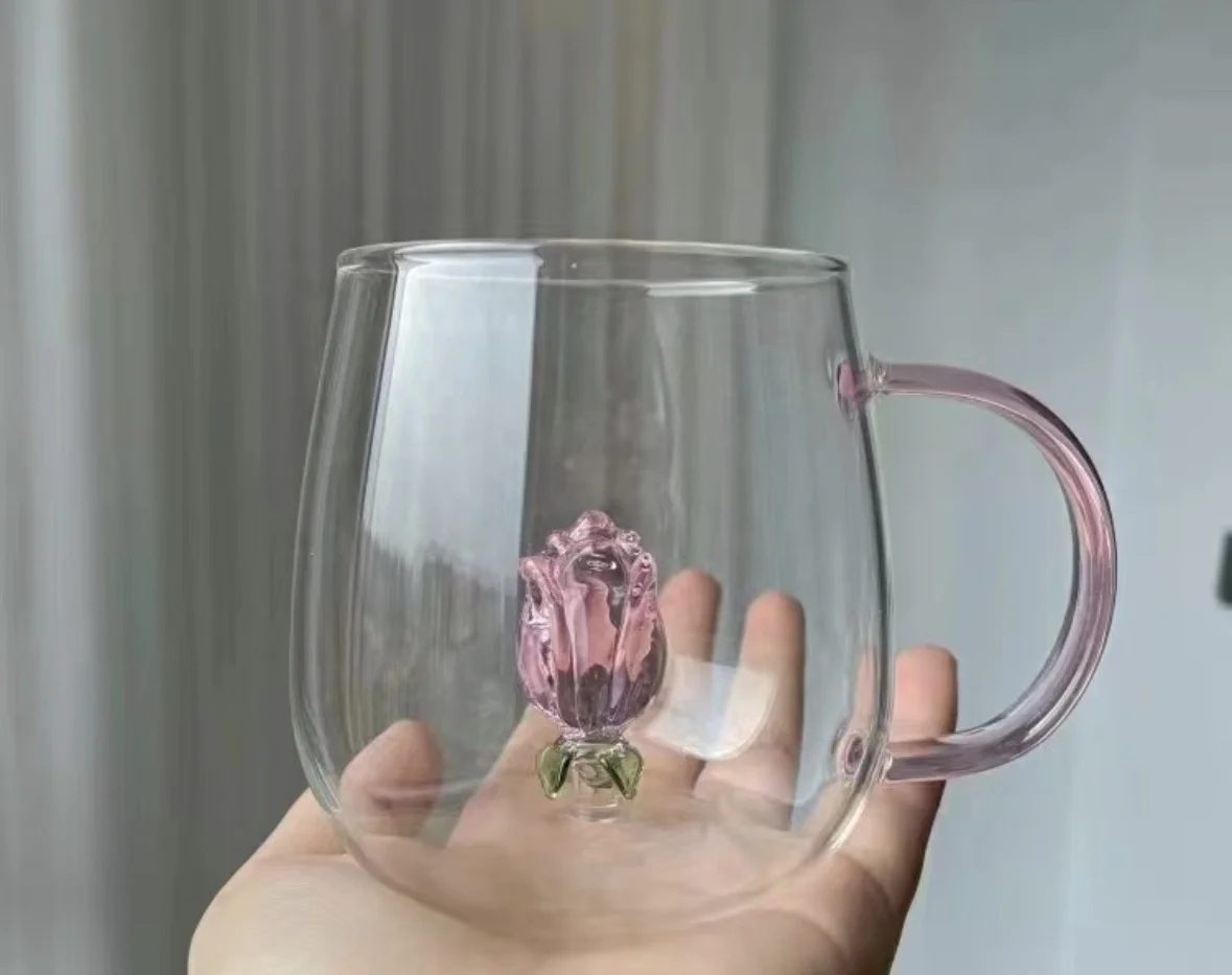 New Creative Transparent Glass Cup Handmade Three-Dimensional Animal And Plant Shape Cute Coffee Milk Drink Cup for Home