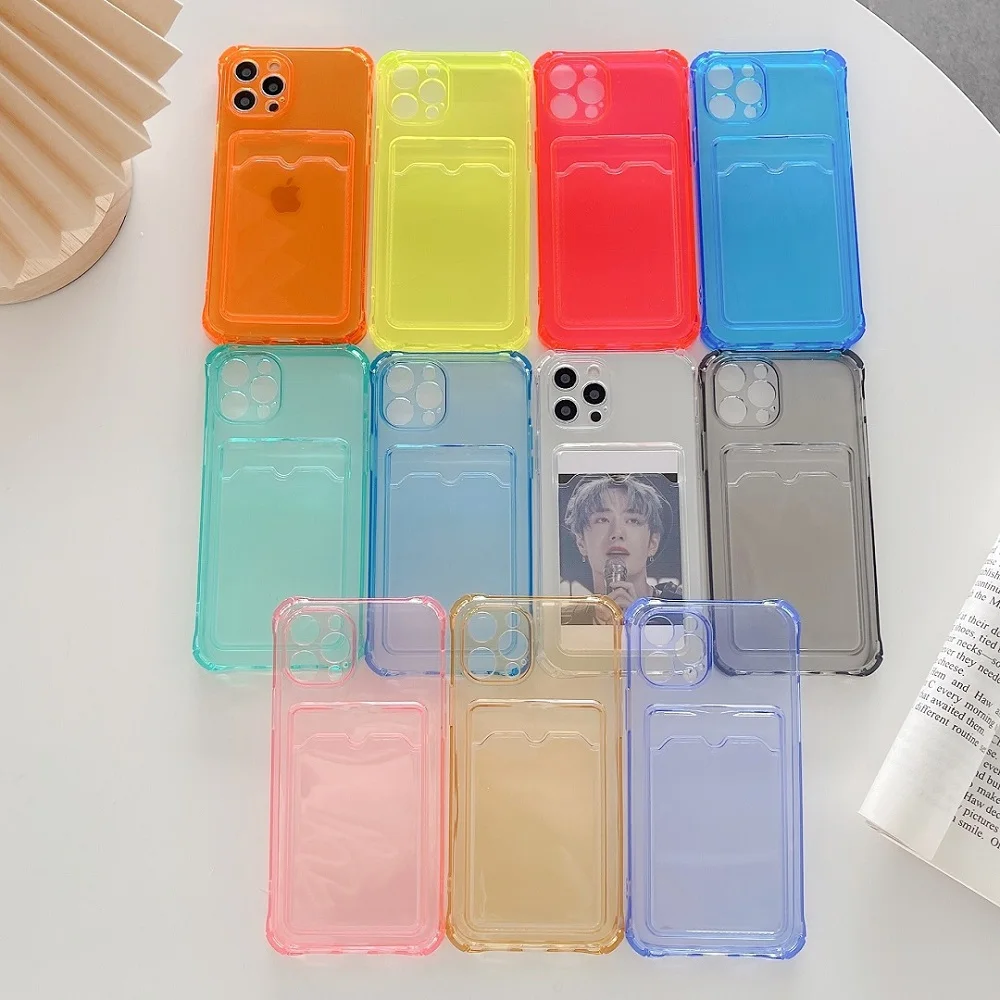 Candy Color Phone Case For Iphone 14 13 12 11 Pro Max Camera Lens Protection Case With Card Holder For Iphone Xr Xs Max 7p 8p 8