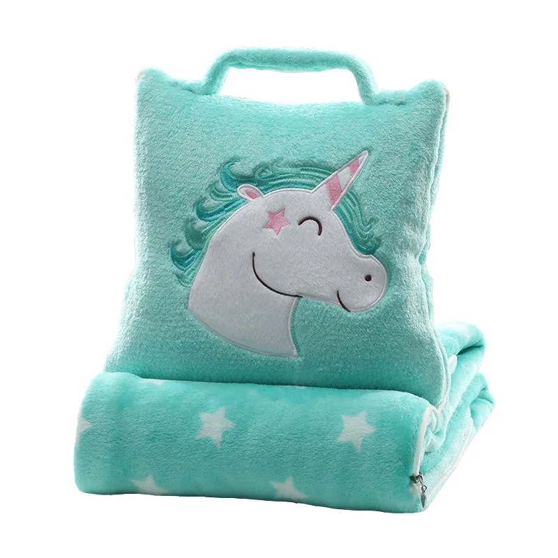 2 in 1 pillow cushion blanket portable storage car travel blanket