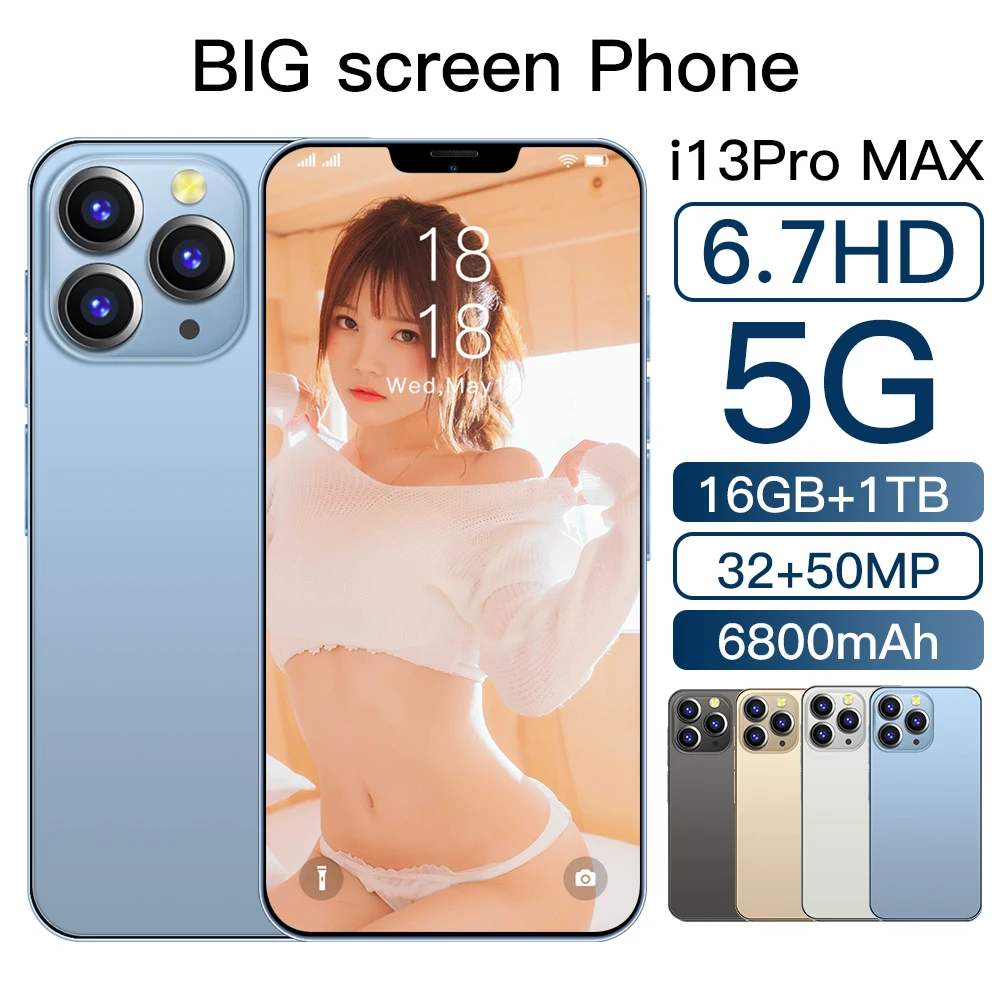 New Cheap High Quality  i13Pro Max  5G smartphone 16GB+1TB  Android  Global version mobile phone
