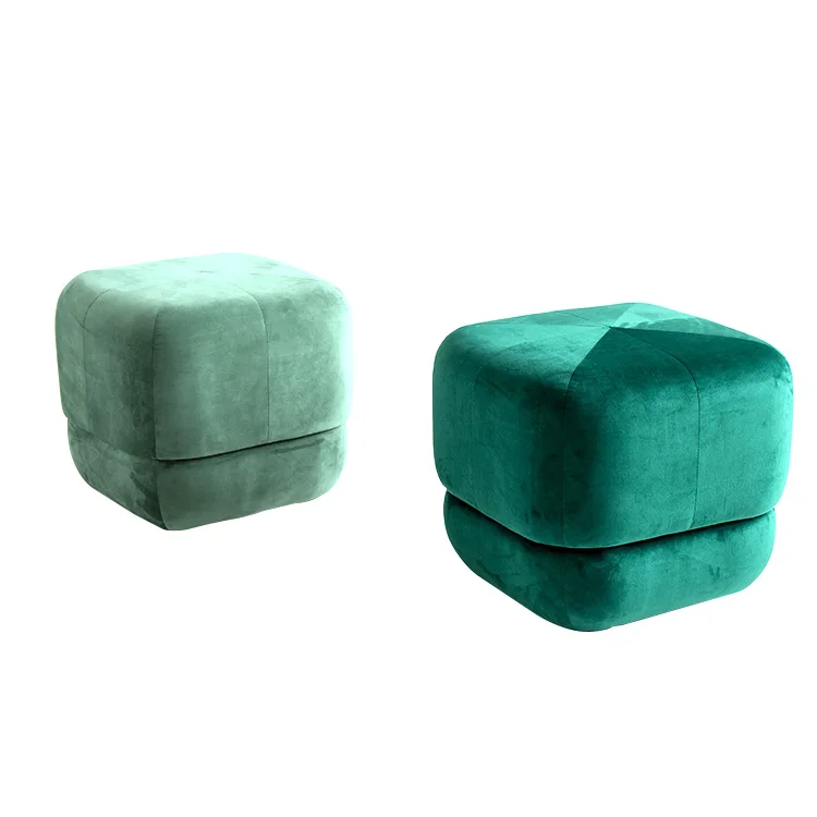 
46X46X40Cm Solid Wood Frame Ottoman Storage Stool Velvet Chair 