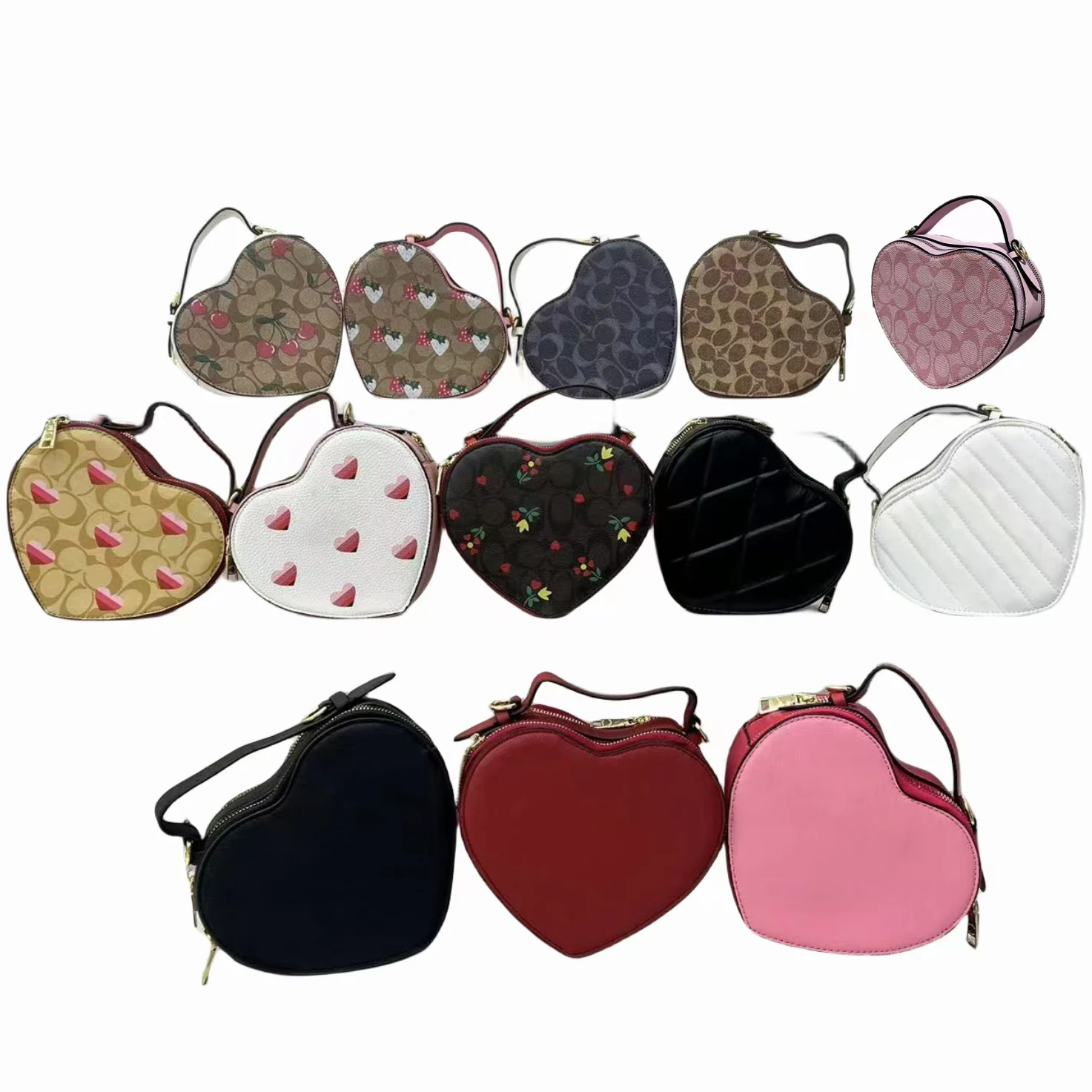 2024 new brand heart-shaped waterproof shoulder bag women heart-shaped PU leather bag