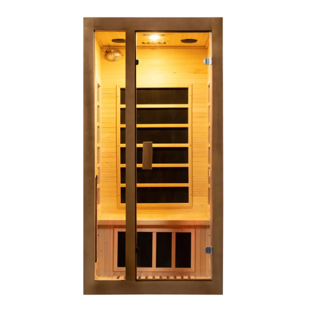 SMARTMAK Therapy Wooden Indoor Home Sauna 1 Person Infrared Sauna Room