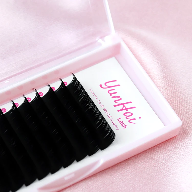 Matte Black Korean Pbt Eyelash Extension Cashmere Eyelash Extension 0.03 Matte Lash Extensions Trays