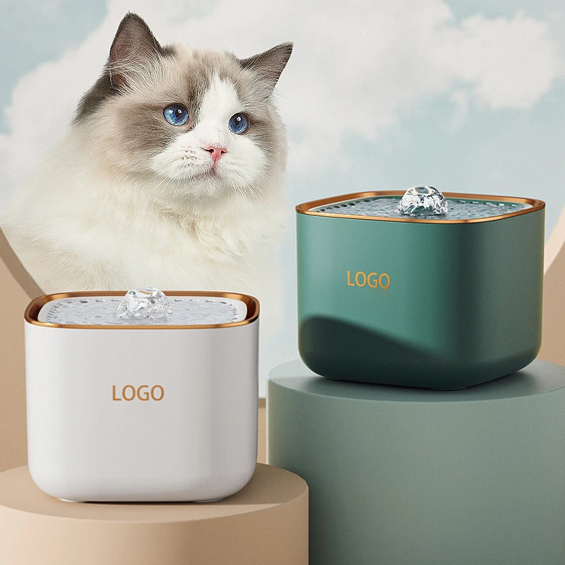 Auto Custom Logo Pet Cater Feeding Water Dispenser Filter Chargeable Cat Water Fountain Drinking Mute Intelligent Cat Feeder