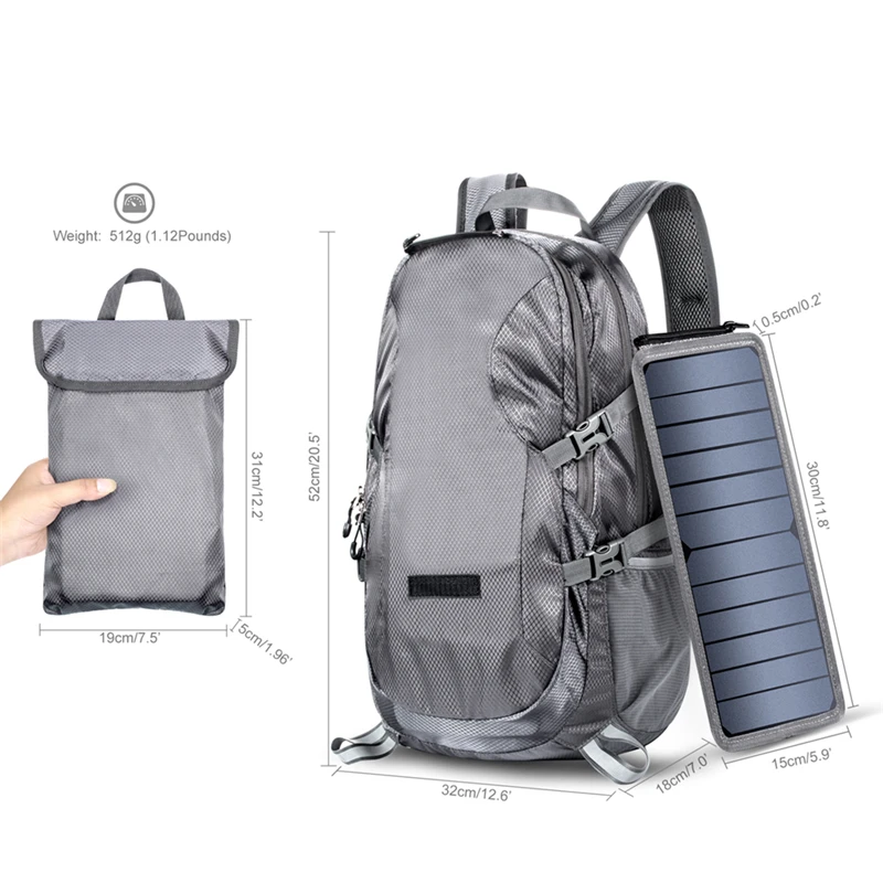 custom hiking climbing waterproof folding back packs laptop backpack bag solar backpack bag solar energy backpack