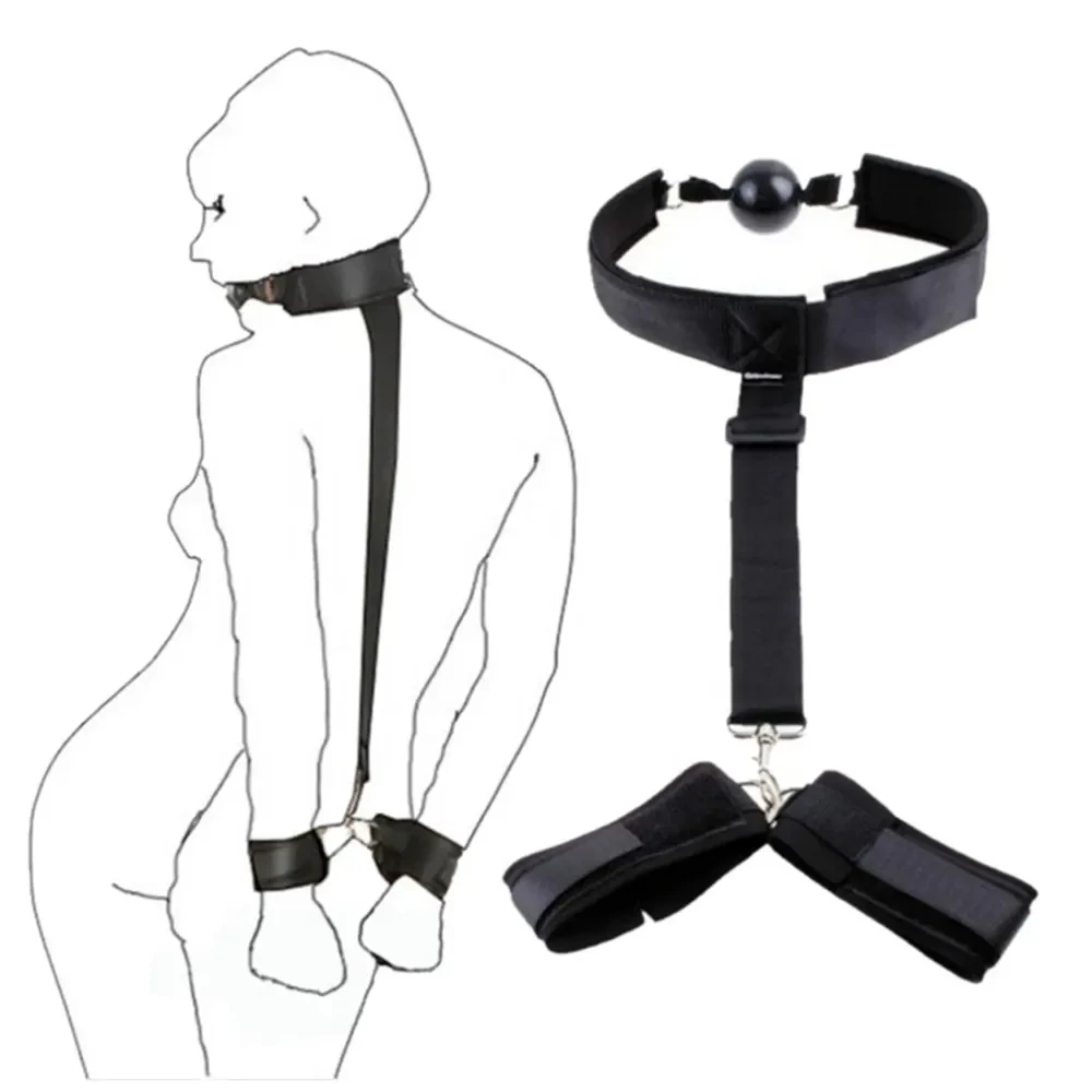 Customized SM bondage Back Cross Collar Strap Handcuffs Sex Handcuffs Fetish Male BDSM Bondage For Couples