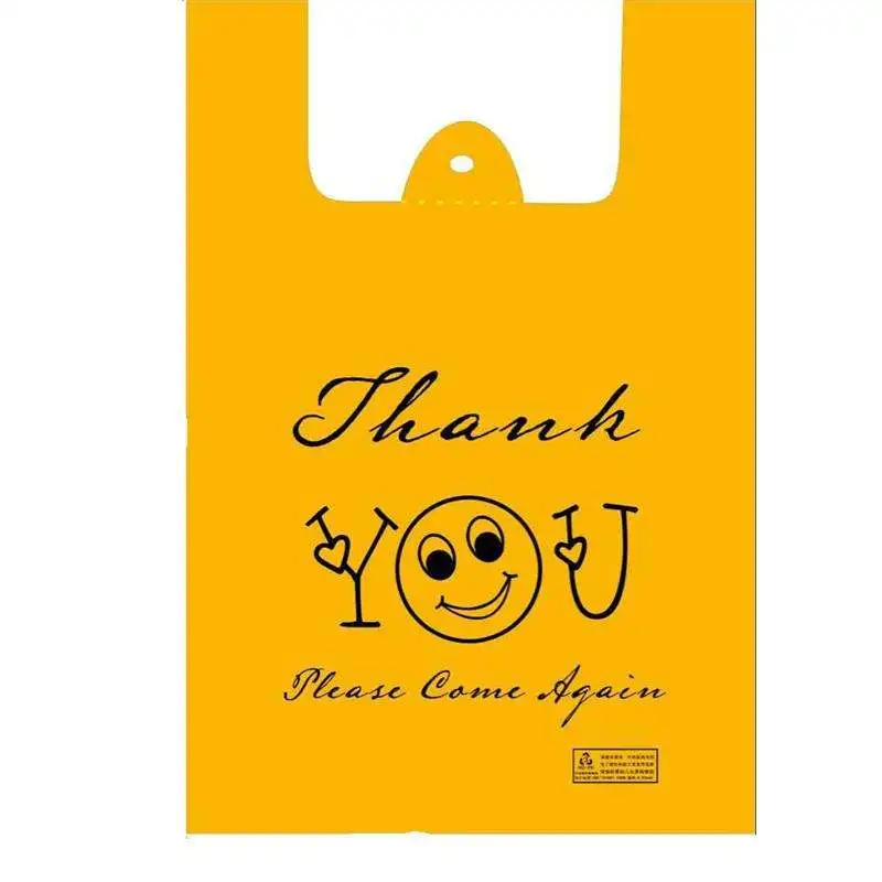 High quality green biodegradable thickened supermarket shopping plastic vest bag can be customized printing