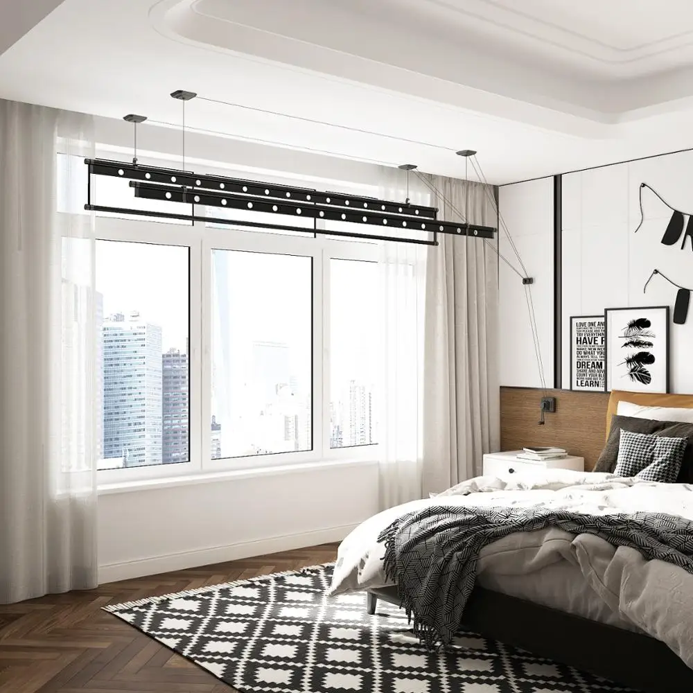 High Quality Three Pole Hand Operated Lift Balcony Ceiling Clothes Drying Rack Hanger