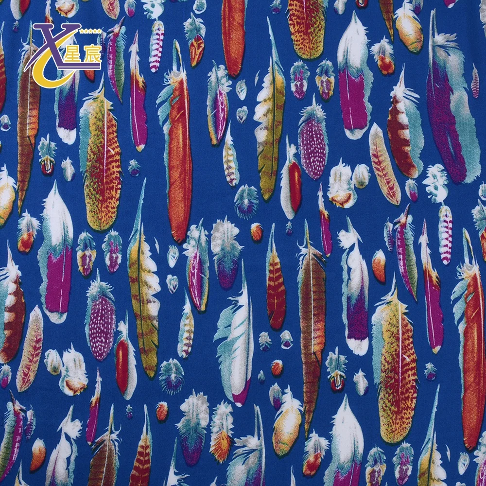 Xingchen Быстрая доставка Готовая к отправке классическая мягкая ткань из вискозы с разноцветными перьями
