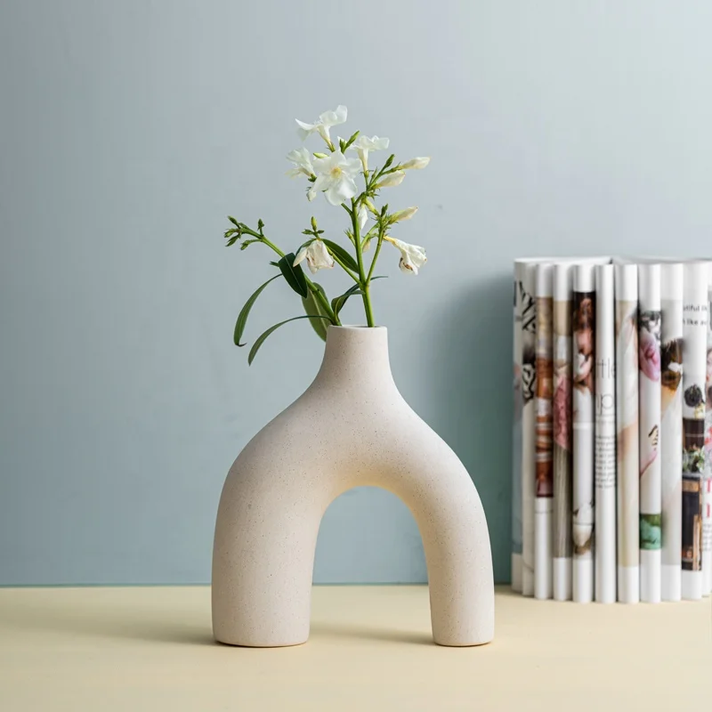 Nordic style hotel restaurant Home decoration tabletop matte frosted ceramic vase set