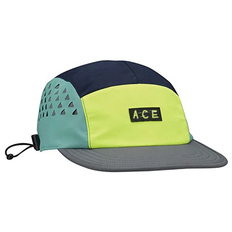 Waterproof 5 panel hats,5 panel running cap camper hat,neon yellow running mesh cap nylon