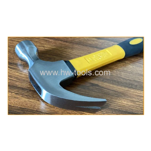 professional hammer factory wholesale claw hammer with forged hammer head fiberglass handle
