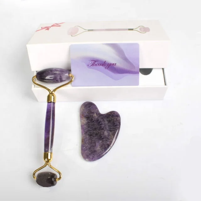 new product natural Purple jade stone roller massager for face