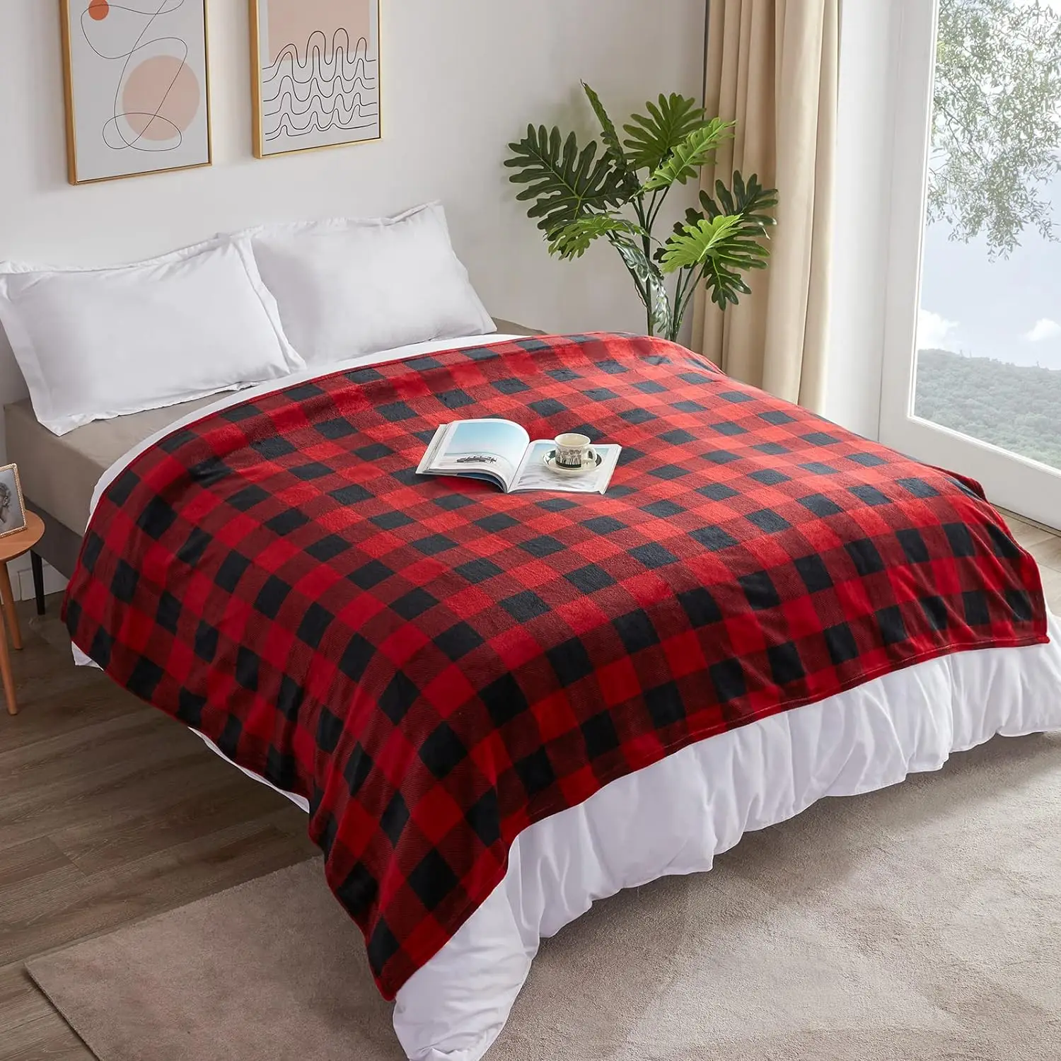 Soft Warm Fuzzy Cozy Plush Checkered Blanket Buffalo Plaid Flannel FleeceThrow Blanket