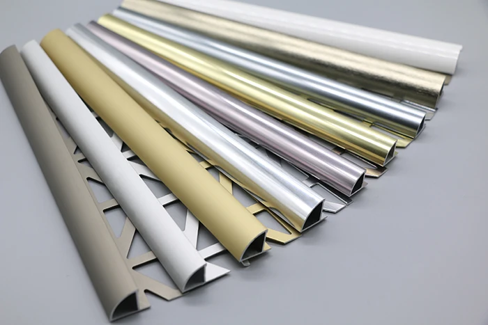 Sample service misumi 10mm 2.5m stock office decoration wall round aluminum tile trim corner edge