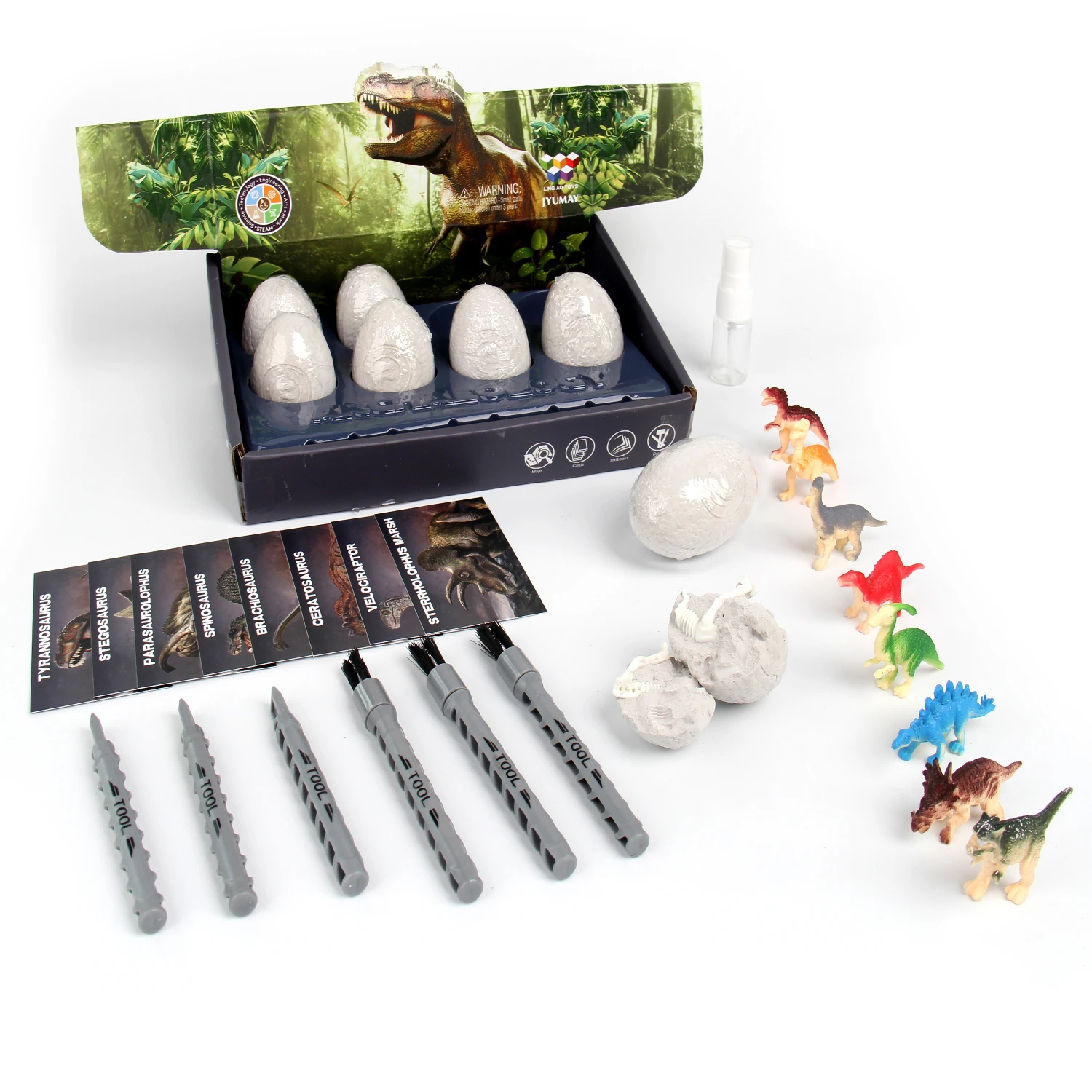 Cross-Border Hot Sellers Wholesale  Dinosaur Dig Found Egg Model Fossil Archaeology Early Science Dry Educational Toy For  Kids