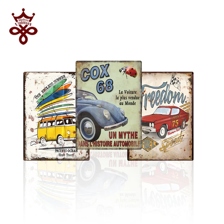 Cheap custom tin signs wholesale antique metal signs route 66 decorative metal signs
