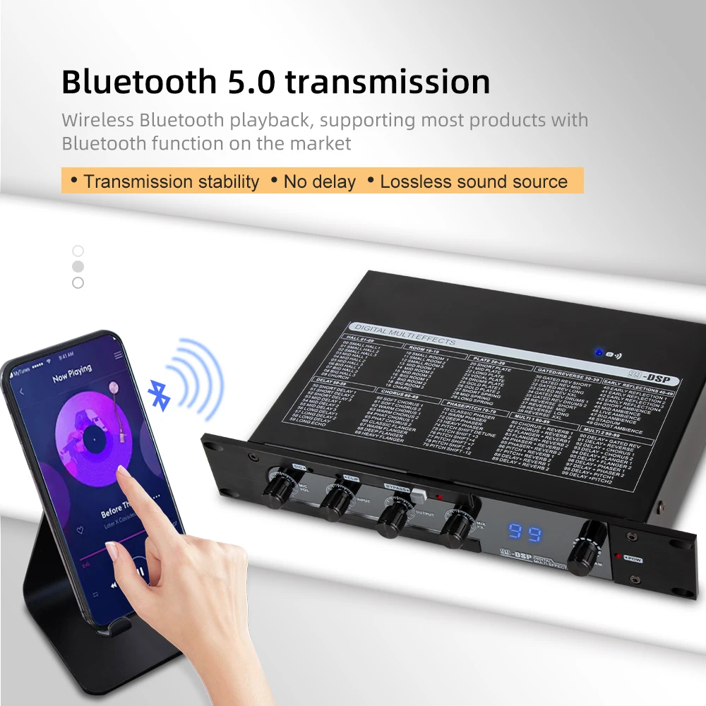 OEM Portable 99DSP digital audio effector stereo sound debugging-free beautifying microphones Bluetooth reverb effects