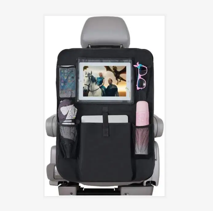 Customize Backseat Car Organizer Car seat Protector Kids Kick Mats Storage Bag Holder 5 Pockets for Baby Auto Travel