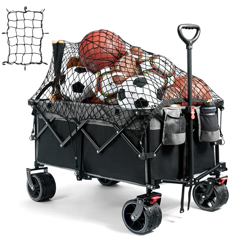 Collapsible Folding Wago Heavy Duty Utility Beach Wagon Car Outdoor Camping Wagon Trolley Garden Cart