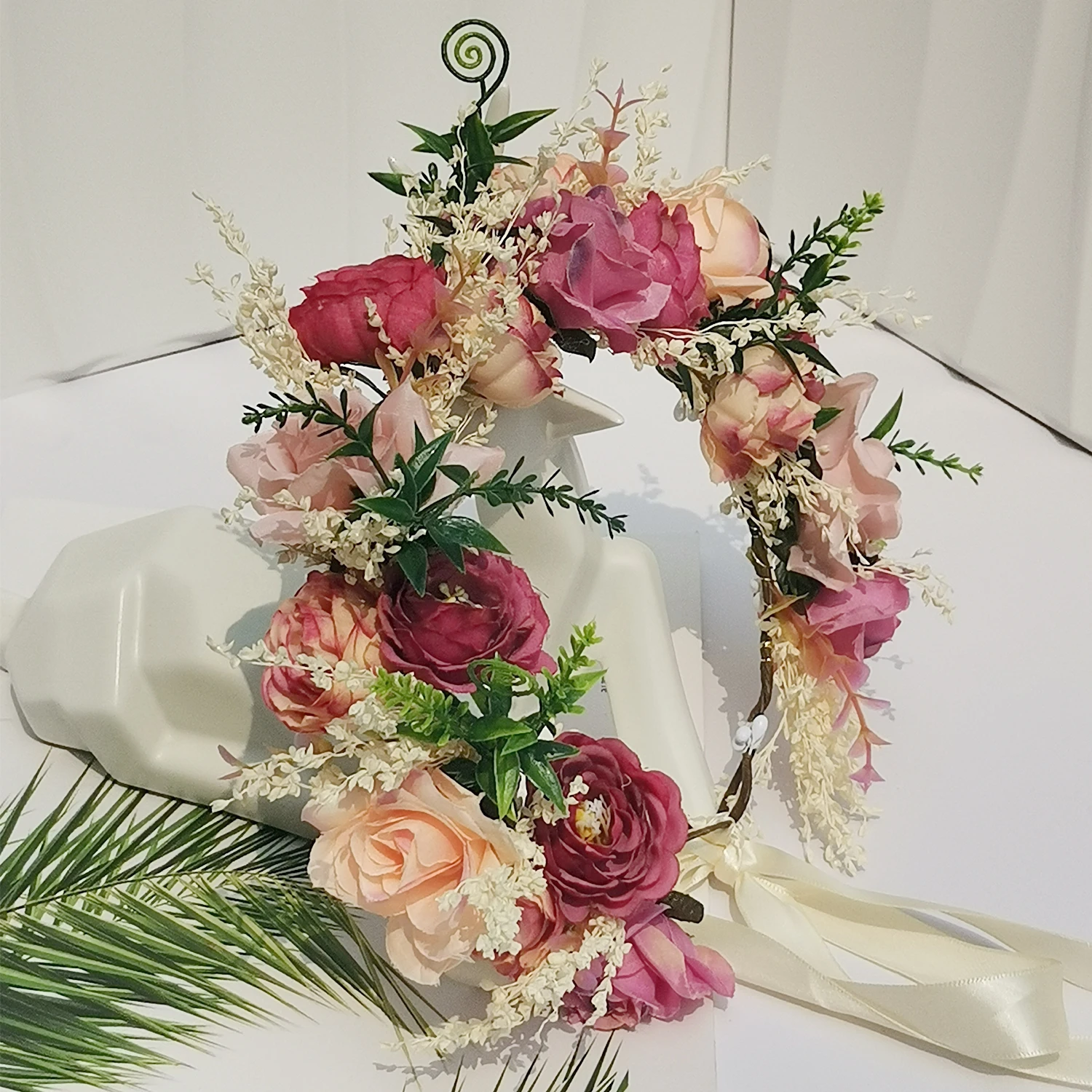 Fairy Flower Headband With Flower Girls Floral Wreath Headband Hair Bands Women Wedding Birthday Floral Hair Hoop Headwear