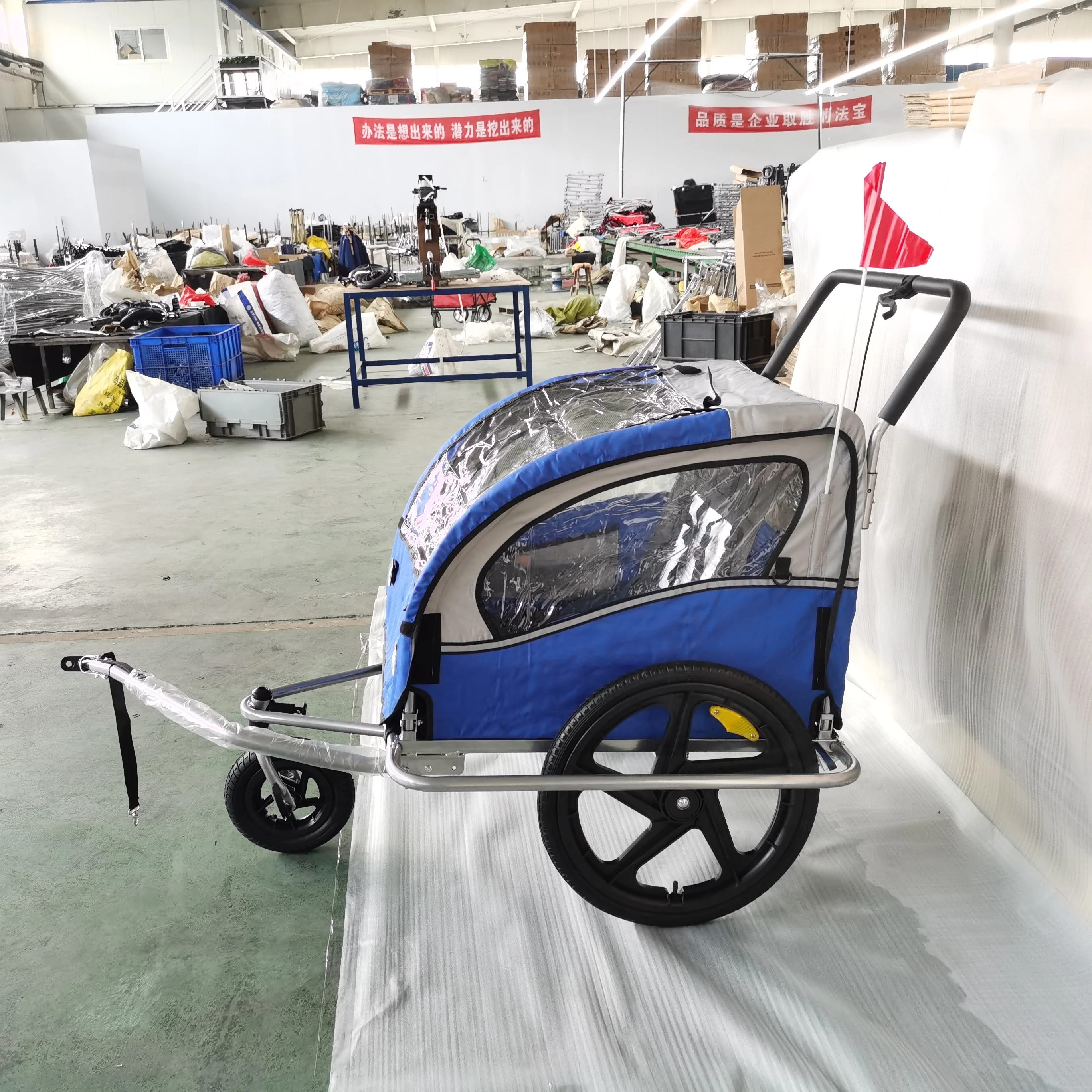 Multi sport Trailer & Stroller Pet Bike Trailer - Big & Medium Sized Dogs Bicycle Carrier - Foldable Frame with 16 Inch Wheels