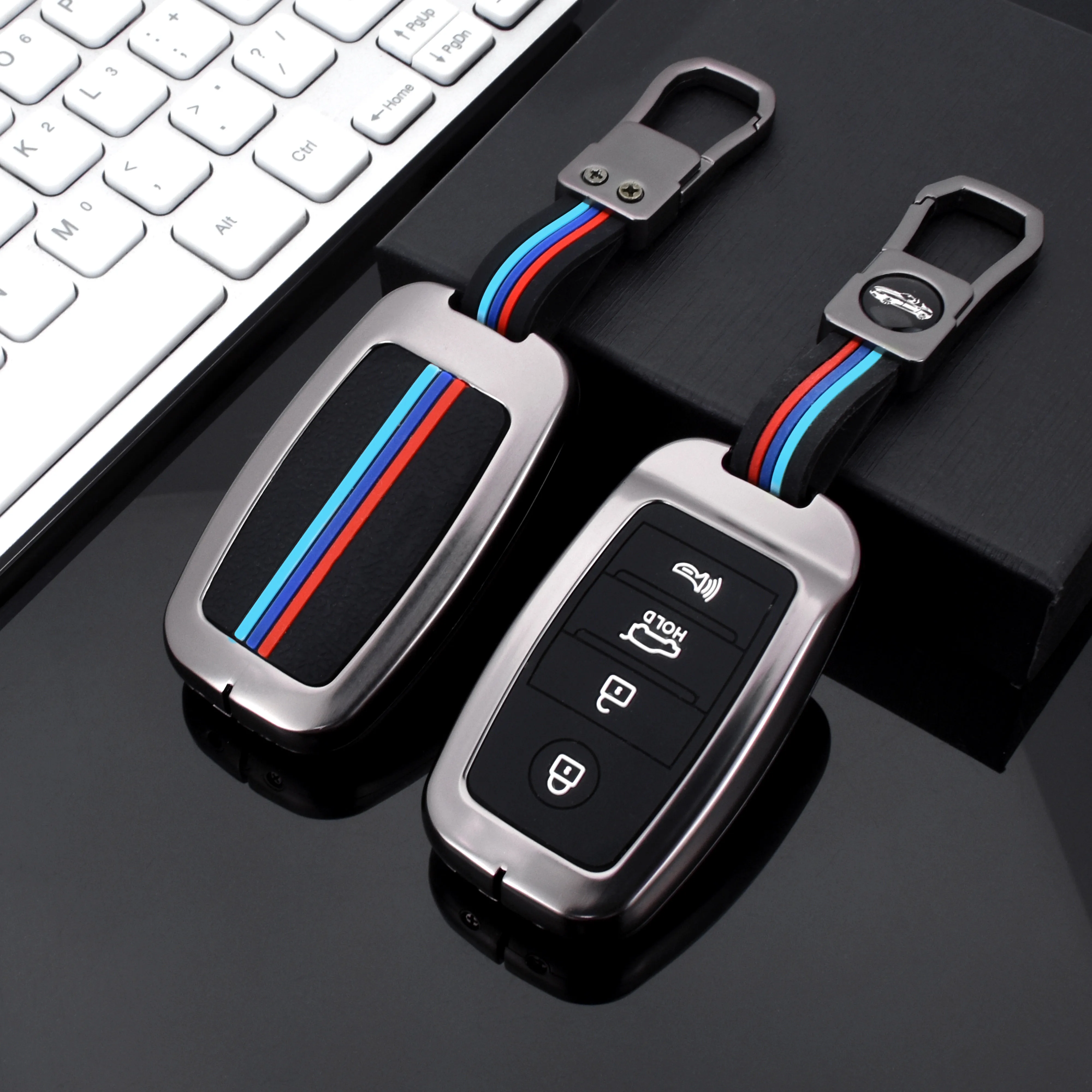 3/4 Buttons Hard Metal Remote Key Shell Zinc Alloy+Silicone Smart Car Key Cover Case Fit for Kia K2 K3 K4 K5 KX3 KX5 Sportage R