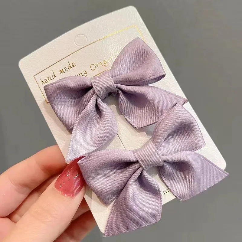Ins Hot Selling Kids Bow Hair Clips Set Cute Plain Color Bows Hairpin Barrettes Baby Girl Hair Accessories