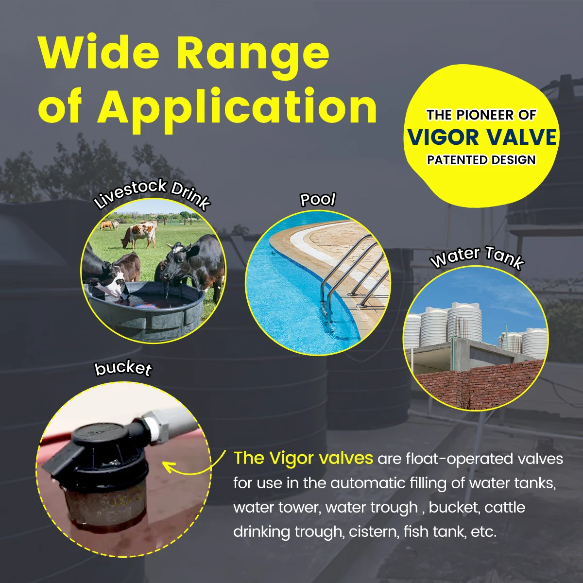 GOOV CE Certified and Save Water Float Valve for Water Tank 1.5