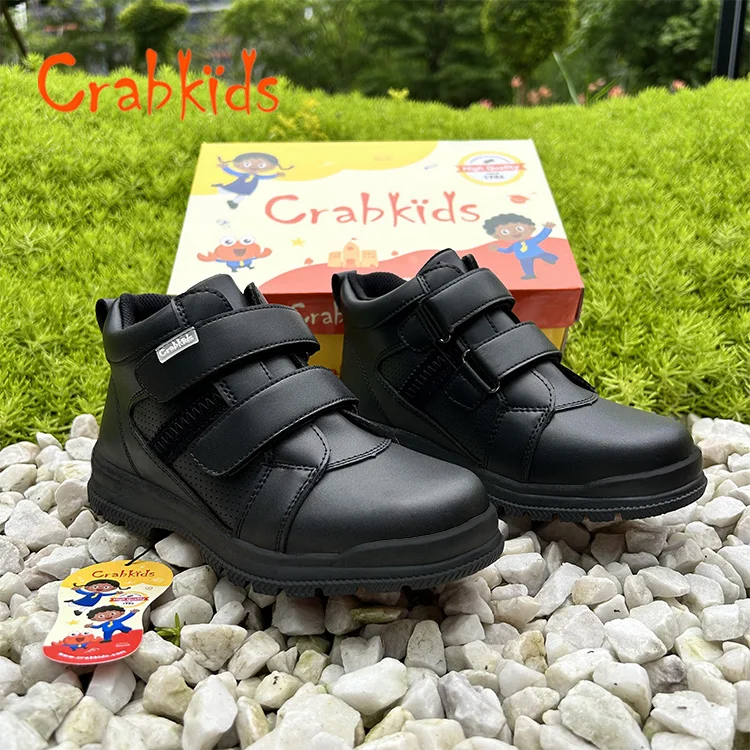 Crabkids Sneakers Casual Boy Soft Leather Sole Kids Middle For Sports Tennis Shoes School Children Shoe Black Kid Sneaker