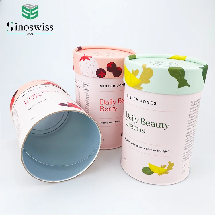 Hot Sale Customized Airtight Protein Powder Paper Tube Packaging Composite Can With Paper Lid