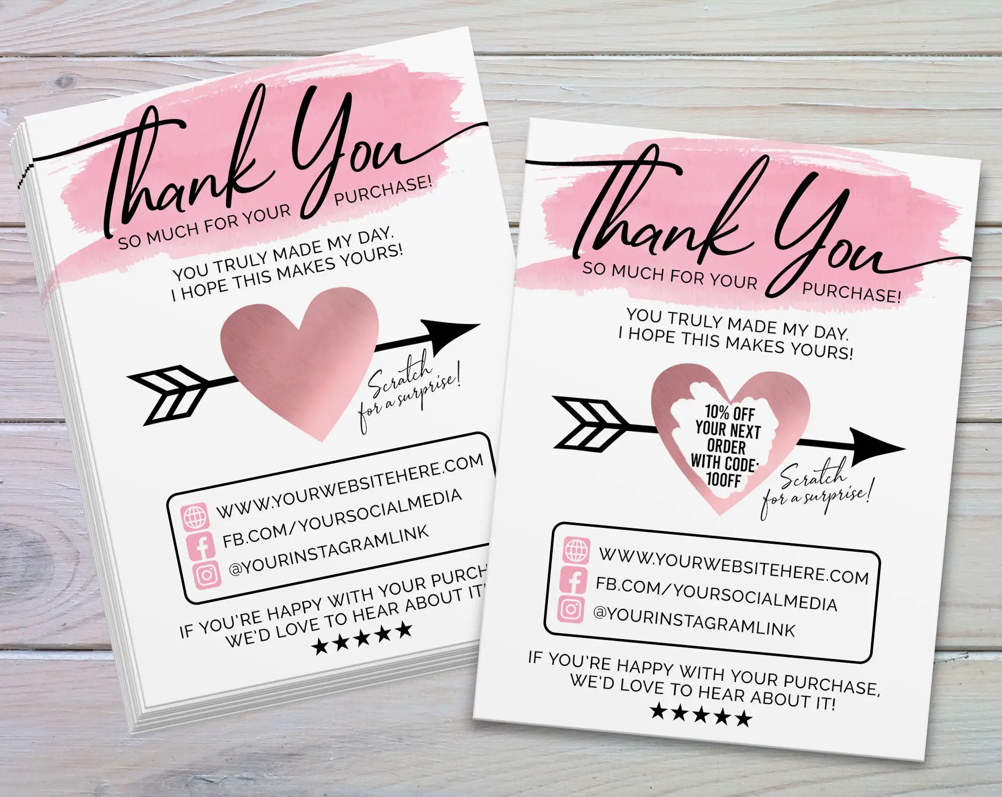 Wholesale high quality paper custom printing logo thank you scratch off cards for small business