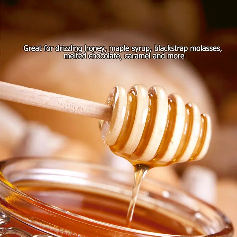 Wooden Honey Spoon Long Handle Honey Dipper Stick Wood Tea Spoon Coffee Mixing Spoon Syrup Honey Server Tea Accessories