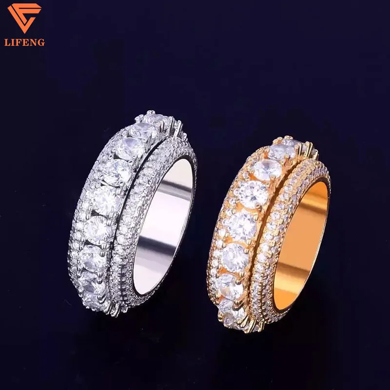 Hip Hop Iced Out 925 Silver Pass Diamond Tester 5 Rows VVS Moissanite GRA Rapper Dazzling Sparkly Eternity Band Ring For Men