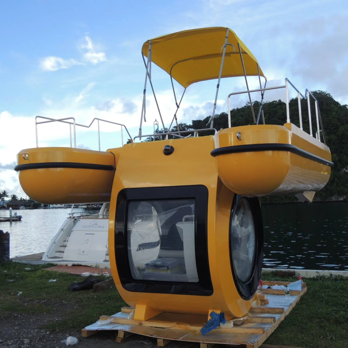 2022 New Fashion Aluminum Submarine Hybrid Watercraft Pontoon Boat for Underwater Viewing