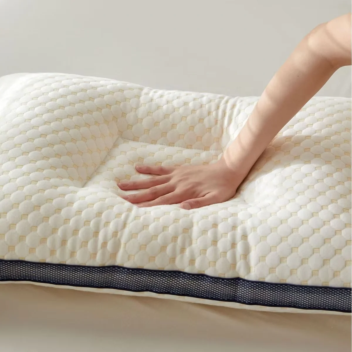 JYM Hot sale super soft neck pillow knitted cotton fabric filled down pillow helps deep sleep