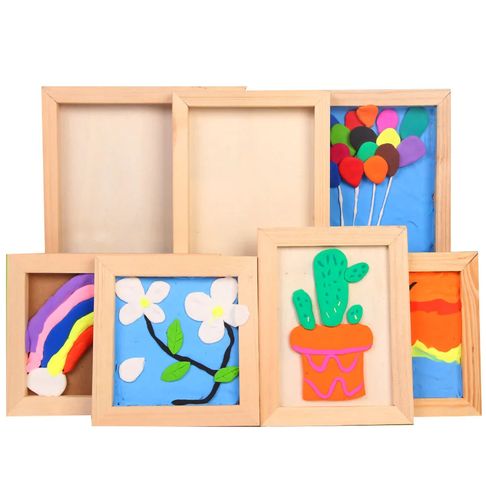 children Crafts school education Painting Projects Super Light Clay Wood Frame For Arts and Crafts Wood DIY Photo Frames