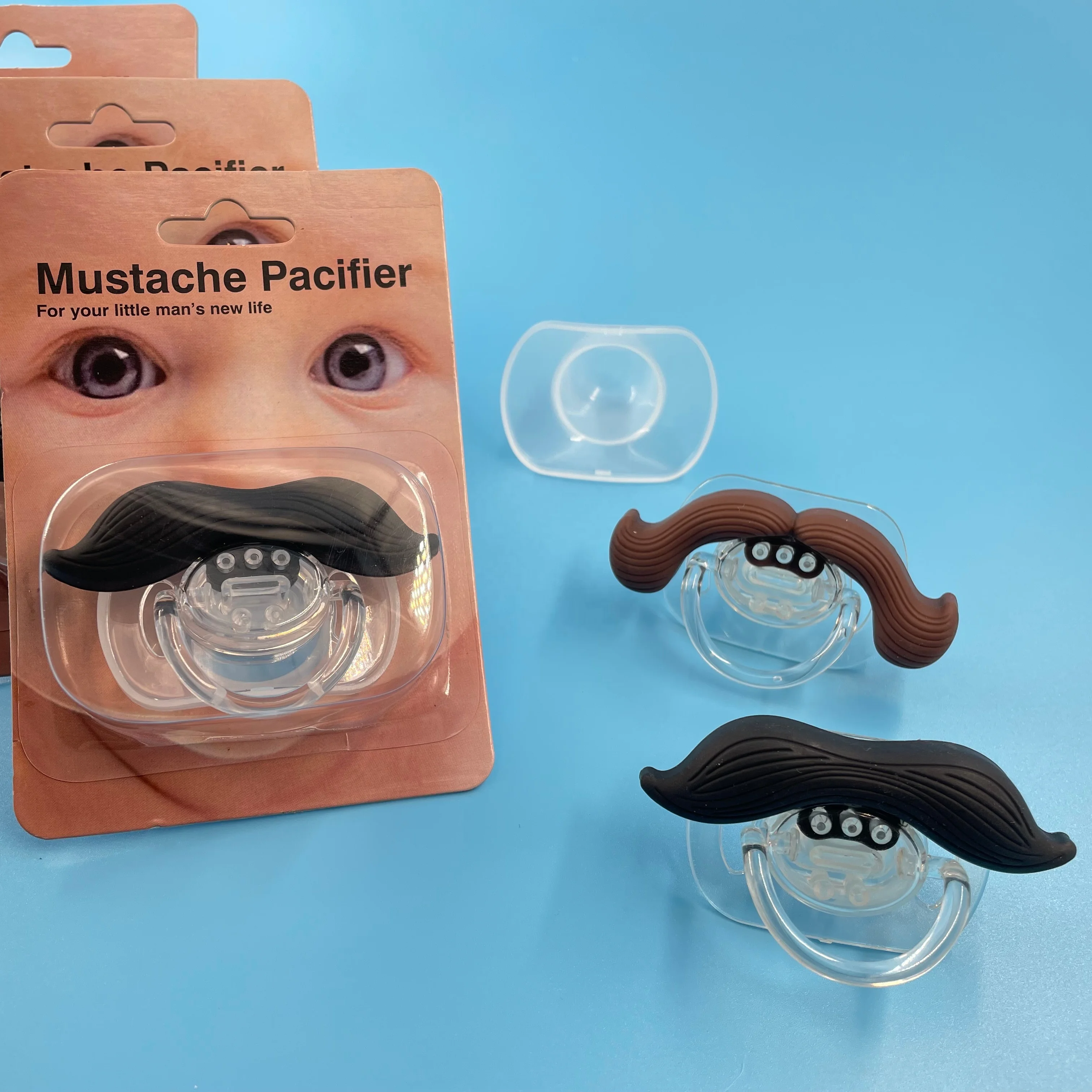 Eco- friendly handmade crochet newborn funny mustache baby pacifier feeder syringe