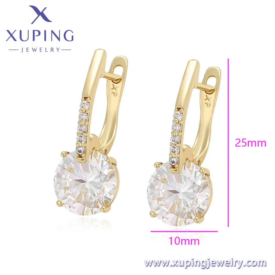 X000670153 Xuping Jewelry Fashion Diamond Earrings Hoop 14K Gold Plated Jewelry Wholesale Copper Earrings