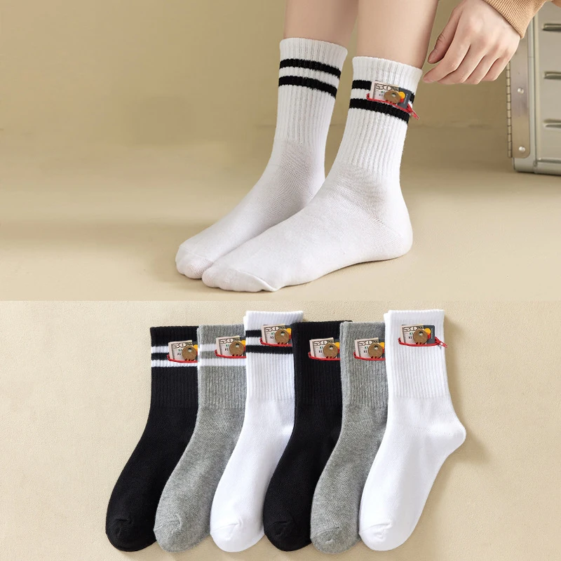 Носки в полоску из хлопка и с карманами