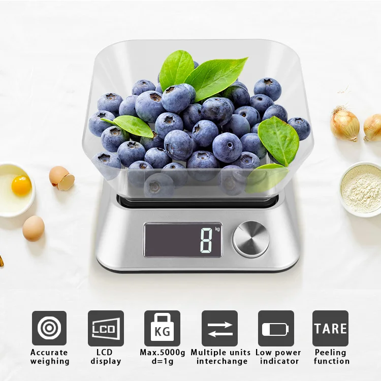New Product Ideas Multifunction Digital Kitchen Scale Weight Function 2*1.5V AAA Battery 5kg 1 G LCD HYD-K301 CE ROHS OEM,ODM