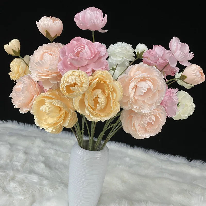 Wholesale Cheap Royal Blue 3 Head Artificial Peonies Flower for Wedding