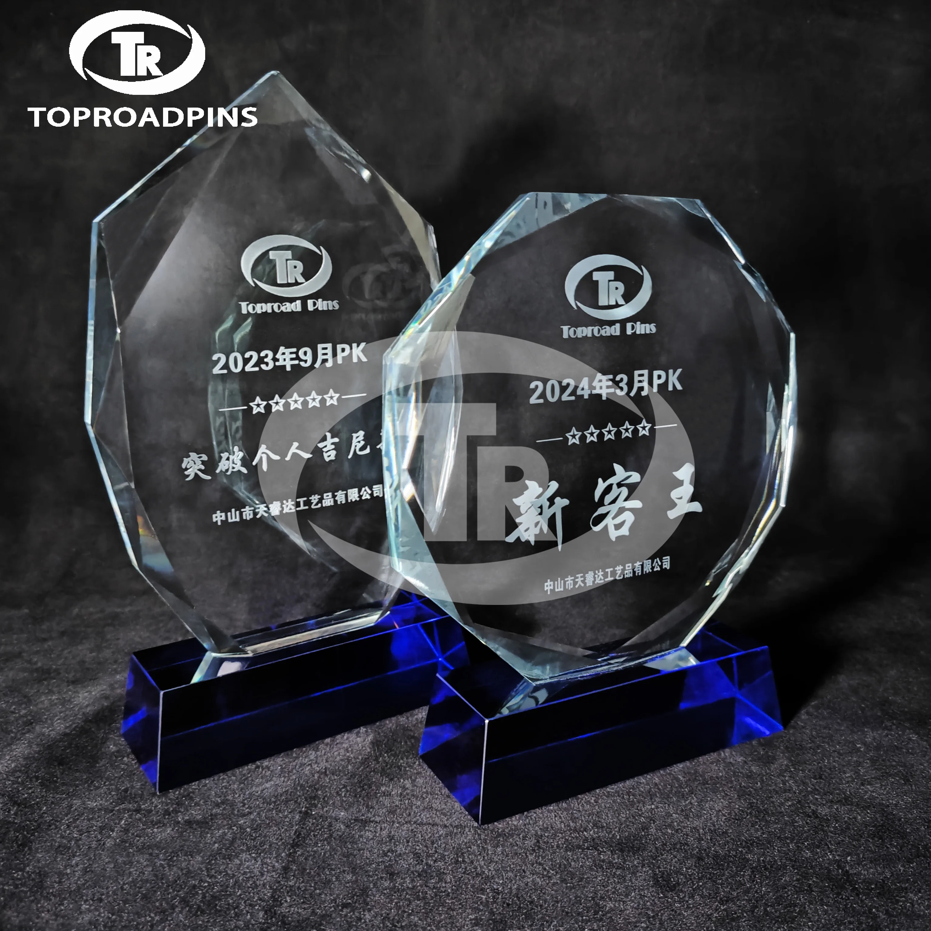 New Arrival Manufacturing Support Logo Eco Friendly Custom Shape Glass Trophy Crystal